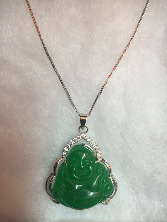 Silver Jade Necklace “Buddha”💚