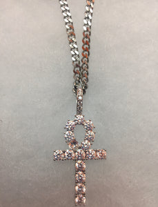 Icy Ankh With Cuban Chain(Silver)
