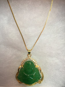Gold Jade Good Luck Necklace “Buddha”💚