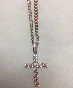 Icy Cross With Cuban Chain(Silver)