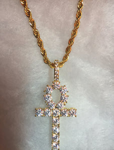 Gold ICED OUT Ankh Necklace